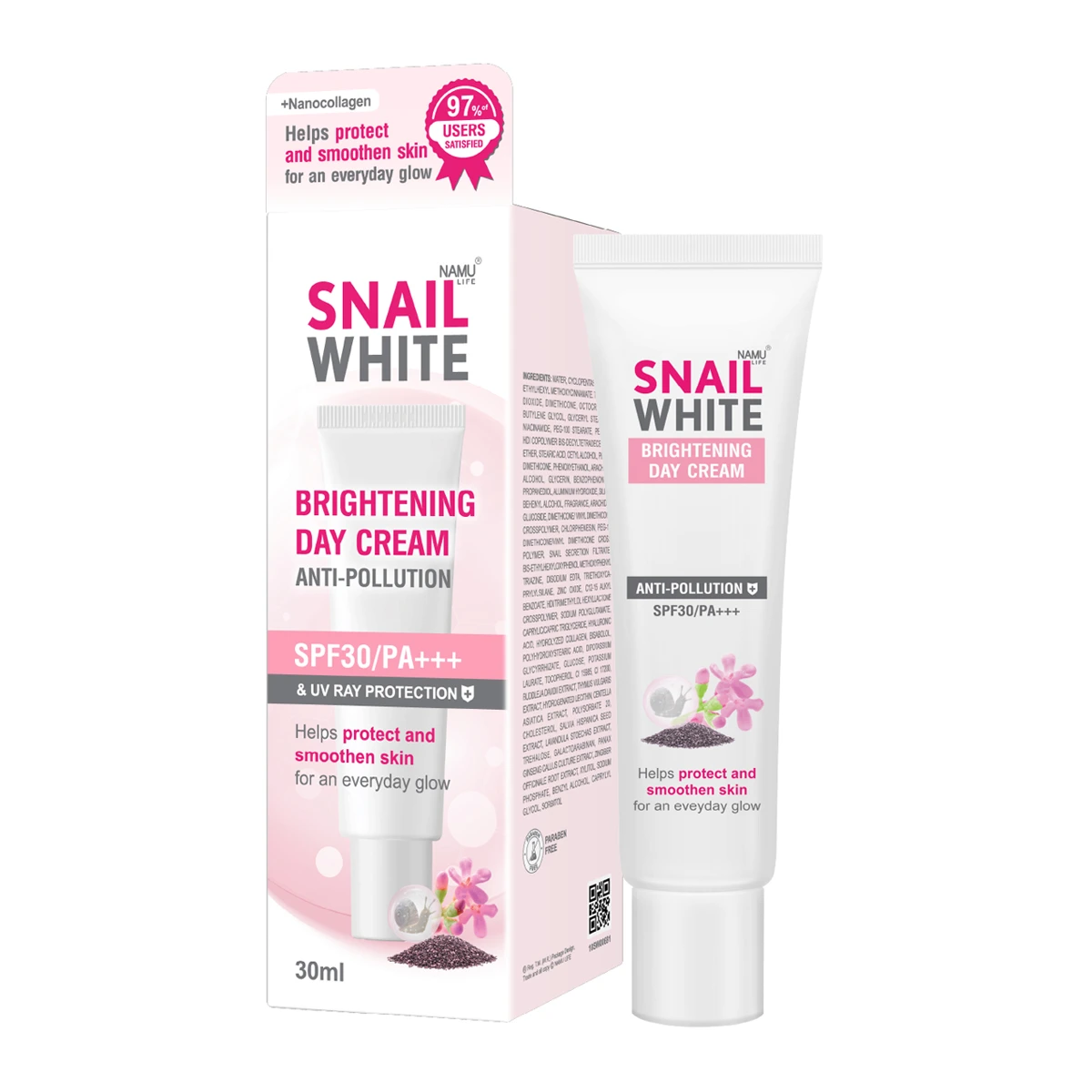 Snail White Brightening Anti-Pollution SPF30 PA+++ 30ml.
